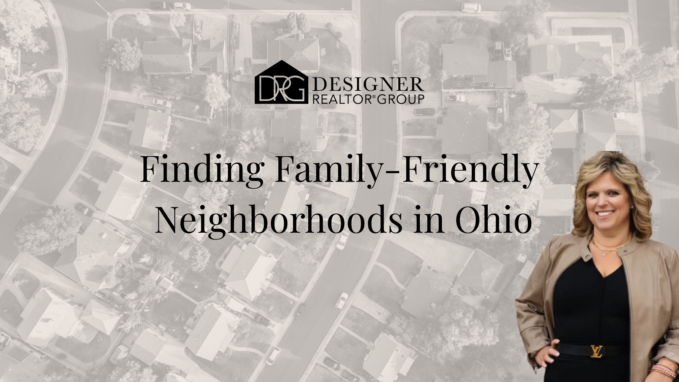 Family exploring neighborhoods in Ohio with homes parks and community spaces nearby